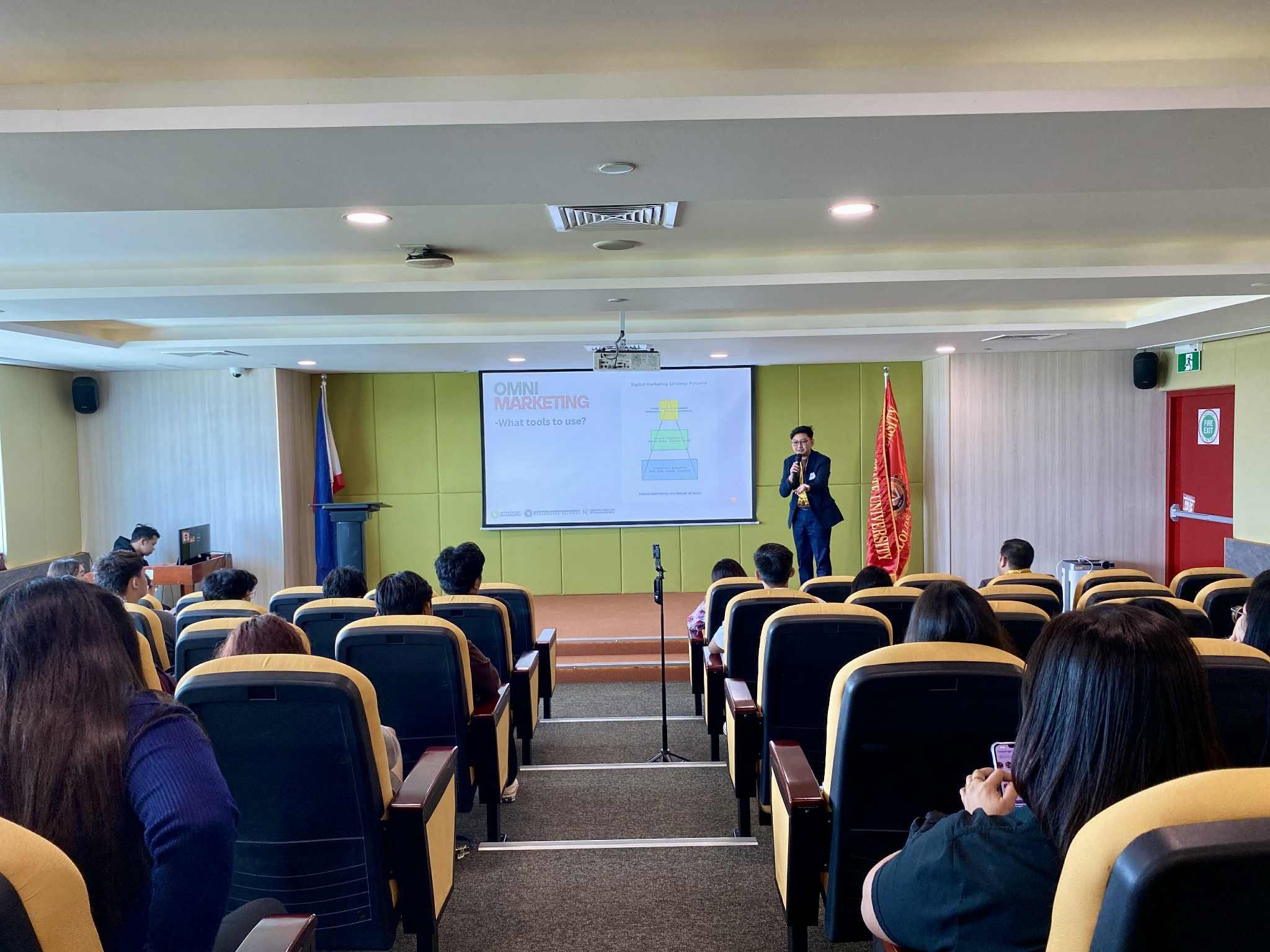Jayson Ryan Co delivering a keynote on strategic digital marketing to MBA professionals at the Bulacan State University Graduate School